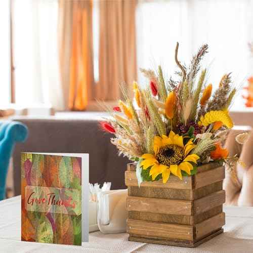 Fancy Land Glitter Thanksgiving Greeting Cards with Envelopes 24 Pack Fall Leaves Happy Thanksgiving Cards