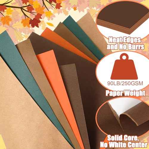 JULBEAR Autumn Cardstock, 5 Colors 180gsm 8.5x11" Fall Colorful Pastel Printer Construction Paper for Kids Scrapbook School Office Printing DIY Craft, Card Making Greeting Cards Birthdays 30 Sheets