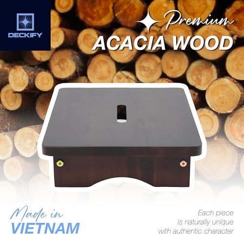 Deckify Small Acacia Step Stool for Adults 3.5 Inch Non-Slip Rich Walnut