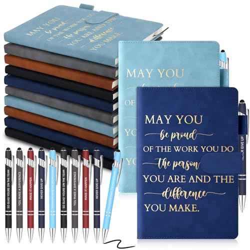 Booson 20 Pcs Employee Appreciation Gifts Bulk Thank You Leather Journals Inspirational Ballpoint Pens Motivational Notebooks for Team Nurses Volunteers Retirement Coworker Leaving Gifts (Classic)