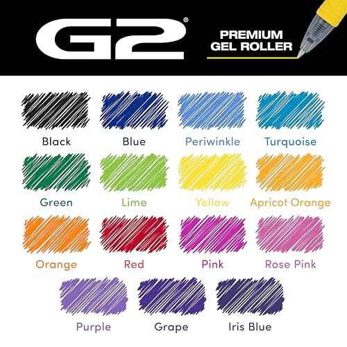 PILOT, G2 Premium Gel Roller Pens, G2 Rainbow Colors Pack, 15 Pack Pouch, Fine Point 0.7 mm, Assorted