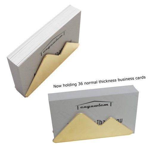 enyuwlcm Metal Business Card Holder for Desk Brass Business Card Stand for Office Tabletop Counter Organizer Gold 2 Pack