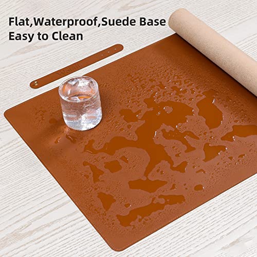 Wolaile Brown 36x17in Waterproof PU Leather Desk Pad Blotter - Office Protector Mat
