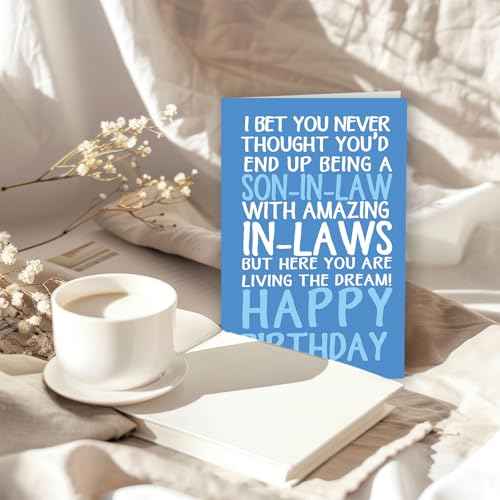 Funny Son-in-Law Birthday Card from Awesome In-Laws ? Humorous and Sarcastic Greeting for Son-in-Law Living the Dream ? Happy Birthday Card for Him