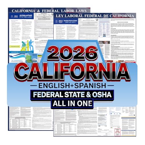 California & Federal Labor Laws Poster – Bilingual OSHA 2026 Update 36 x 24 in