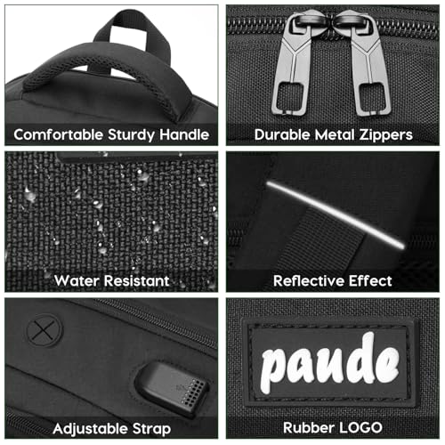 Paude Laptop Backpack, 17.3 Inch School Backpack Large Bookbag with USB for High School College Students Office Business,Waterproof