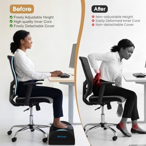 Black Adjustable Foot Rest Under Desk for Office Comfort - BlissTrends