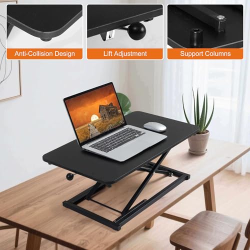 Height Adjustable Standing Desk Converter,Keyboard Riser for Stand Up Desk Riser,Computer Keyboard Stand for Desktop,Computer Workstations Home Office Portable Table Black Size 23.6 Inch
