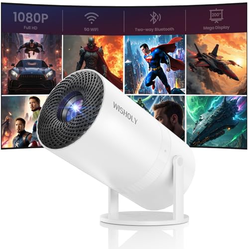 Mini Projector with WiFi and Bluetooth, Portable Movie Projector with 180¡Æ Rotatable, 1080P HD Supported, Auto Vertical Keystone, Compatible with Smartphone, TV Stick, Laptop, HDMI, USB