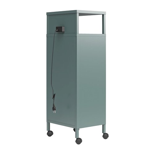 Novogratz Cache Metal Locker-Style Mobile Storage Cart, Hunter Green