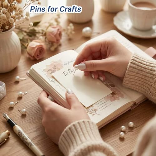 Vintrex Pearl White Decorative Push Pins (100 pc) - Large Round Head Thumb Tacks for Bulletin Boards