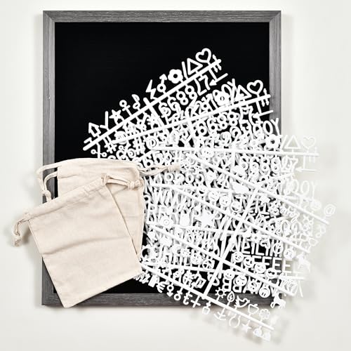 Felt Letter Board with 478 Letters, Numbers & Symbols - 16 x 20 inch Large Changeable Message Board with Wooden Frame Wall Mount Hook,2 Canvas Bags,Wood Stand (Black Board & Wood Frame)