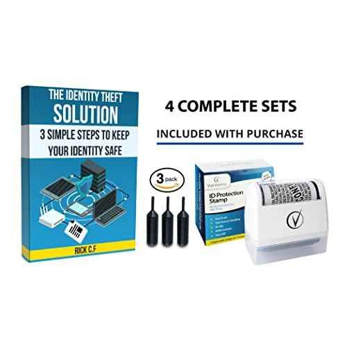 Vantamo Identity Protection Roller Stamps Wide Kit, Including 3-Pack Refills - Designed for Secure Confidential ID Blackout Security, Anti Theft and Privacy Safety (4-Pack White)
