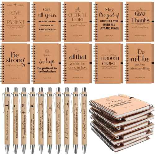 60Pcs Christian Gifts Prayer Journal, 30 Bulk Spiral Notebooks with 30 Bible Pens for Christian Women Men, Easter Gifts Church Supplies for Sermon Notes, Pocket Bible Journal Notebooks