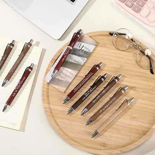 Fulmoon 100 Sets Christmas Employee Appreciation Gifts Bulk Include Thanksgiving Retractable Bamboo Ballpoint Pens Thank You Bookmark Card for Boss Manager Coworker Team Teacher Student Volunteer