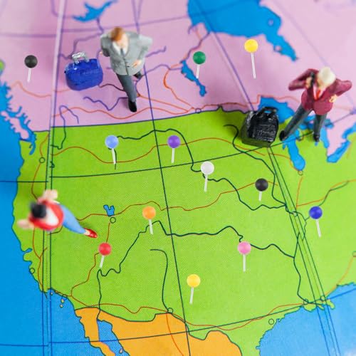 1000 Pcs Multi-Color Push Pins, Map Pins for Travel Map, 1/8" Tacks