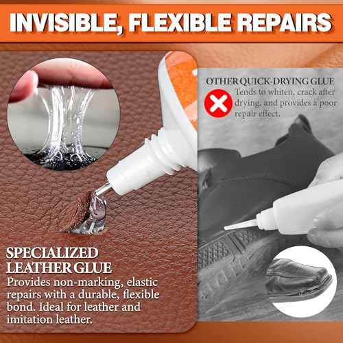 Leather Glue, 60ml Clear, High Strength & Flexible & Waterproof & Clear Leather Repair Glue for Jackets, Purses, Handbags, Sofa, Furniture, Car Seat, Shoes