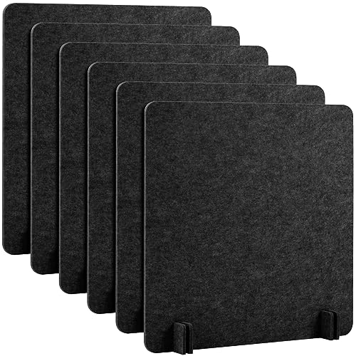 Kisston 6 Pack 24 x 24 Inch Dark Gray Acoustic Desk Dividers - Felt Privacy Panels