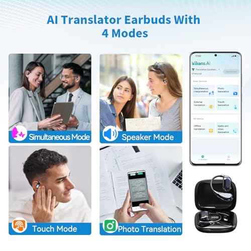 Translation Earbuds,AI Translator Earbuds Real Time in 150 Languages & Accents, 3 in 1 Language Translation Earbuds Portable Translator Earbuds for Business Meeting Traveling