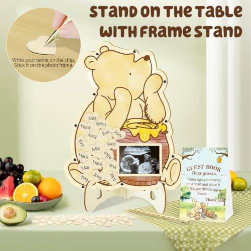 KAMUFA Bear Yellow Baby Shower Guest Book 65pcs Set for Expecting Moms