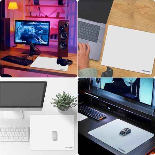 Glass Mousepad with Hard Surface for Gaming, Ultra Smooth Mouse Mat, Water-Resistant Large Mouse Pad Precision Speed Control for Esport Games/Office, White XL(15.7¡¯¡¯¡¿19.6¡¯¡¯)