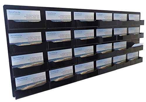 SourceOne Wall Mount 24 Pocket Business Card Holder - All Black