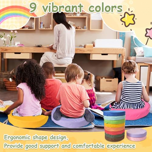 Round Flexible Floor Cushion with Handle, 600D Waterproof Oxford Fabric Floor Seating for Home, Daycare, Preschool, Classroom and Meditation (10)