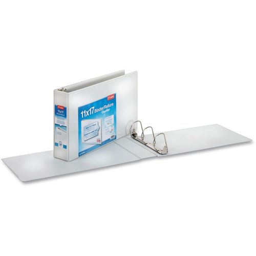 Cardinal® Slant-D® Ring 11" x 17" Tabloid ClearVue™ Binders, 3" Rings, 63% Recycled, White