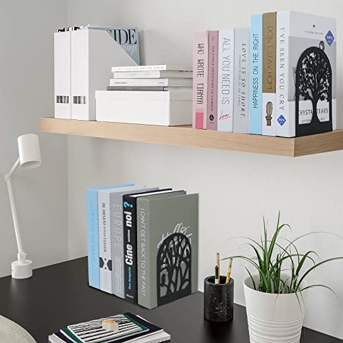EOOUT 10 Pack Black Metal Tree Bookends - Heavy Duty Support for Shelves