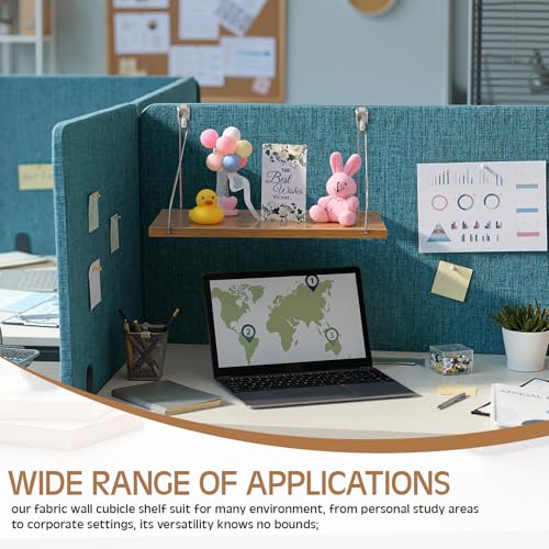 2 Pack Wooden Wall Shelf with Metal Hooks for Cubicle Office Storage - Quzzil