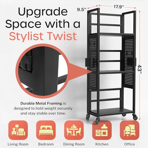 Rolling 3-Tier Book Cart with Wheels – Portable Library Display
