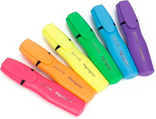 ZEYAR Highlighter Pens - Aesthetic Chisel Tip Markers | Quick-Dry, Water-Based, Assorted Colors (6 Candy Colors)