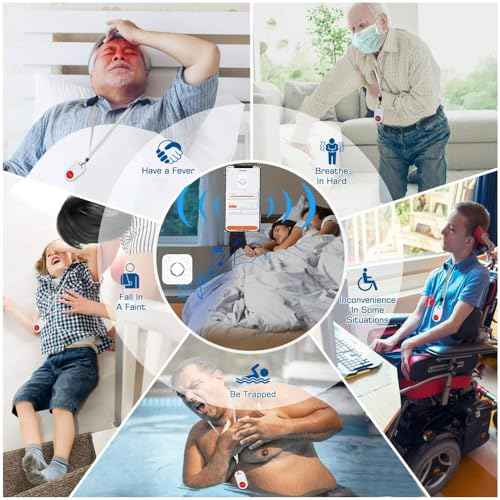 WiFi Caregiver Pager Wireless Call Button Nurse Alert System for Home/Elderly/Patient/Disabled with Phone App Two Call Button One WiFi Receiver(only Supports 2.4GHz Wi-Fi)