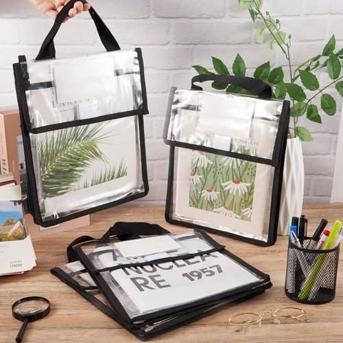 Teling 6-Pack Clear Book Pouches with Black Trim, 10x12 Inches