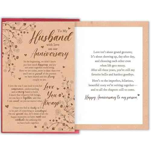 Sweet Anniversary Card for Him, Romantic Wife To Husband Greeting Card With Heartfelt Message, To My Husband With Love on Our Anniversary