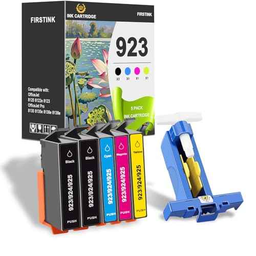 923 Ink Cartridges Combo Pack Replacement for Work for OfficeJet 8120 8122e 8123 OfficeJet Pro 8130 8135e 8138e 8139e Printer (5-Pack/2 Black 1 Cyan 1 Magenta 1 Yellow)