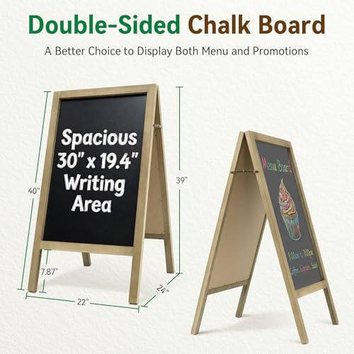 TEAKMAMA Grey A Frame Double-Sided Chalkboard Sign 40x20 Inches