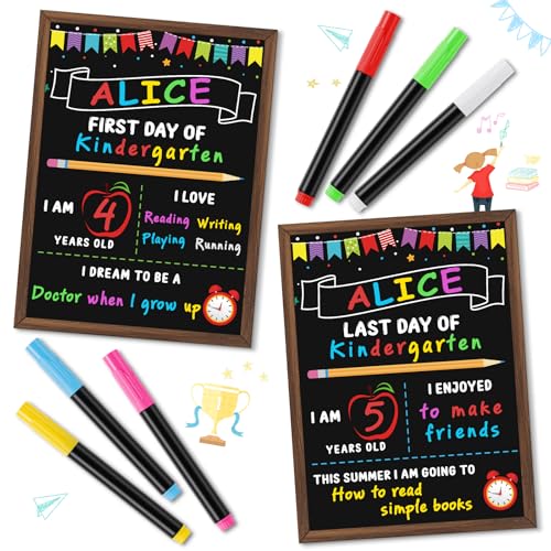 First Day of School Sign Board with 6 Liquid Chalk Markers | Back-to-School Photo Prop