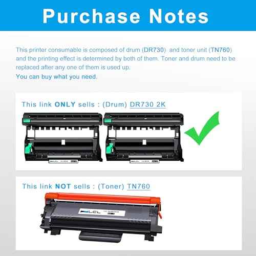 LCL Compatible Drum Unit Replacement for Brother DR730 DR-730 12000 Pages for HL-L2350DW HL-L2390DW HL-L2395DW HL-L2370DW HL-L2310D HL-L2357DW HL-L2370DN MFC-L2710DW MFC-L2750DW Printer (2-Pack Black)