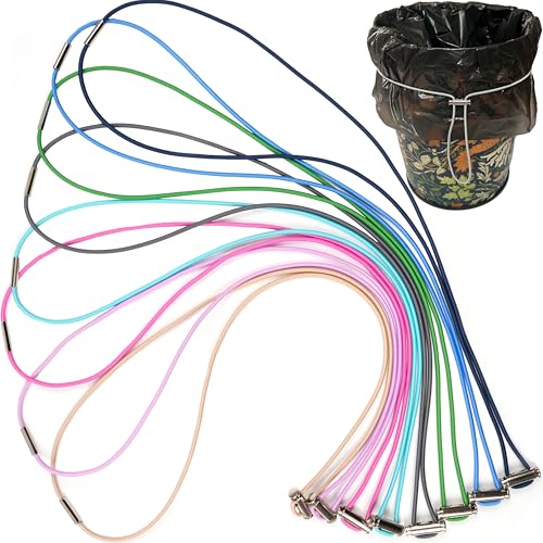 Adjustable 8-Piece Garbage Can Bands Fits 8-33 Gallon Trash Cans Navy Blue/Blue/Green/Grey/Pink/Beige/Purple