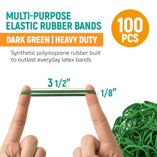 PlasticMill Dark Green 33 Rubber Bands, 100-Pack