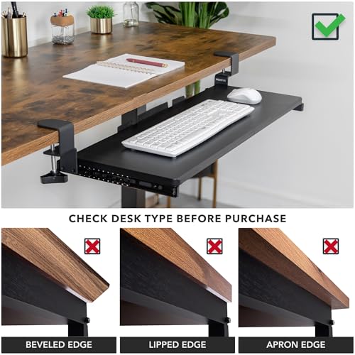 Mount-It! Keyboard Tray Under Desk Pull Out with Extra Sturdy C Clamp Mount (30" x 11")