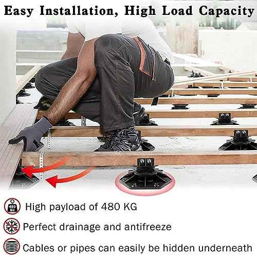 24Pack Adjustable Plastic Pedestal Paver,Floor Slate Support Floor Lift,Deck Support Floor Raising (Unilateral keel Slot)