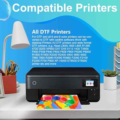 LCL Premium DTF White Ink 1000ML-DTF Transfer Ink for PET Film Refill for DTF Printers ET-8550 XP-15000 L1800 L805 R1390 R2400 Heat Transfer Printing Direct to Film (1000ml x 1 White)