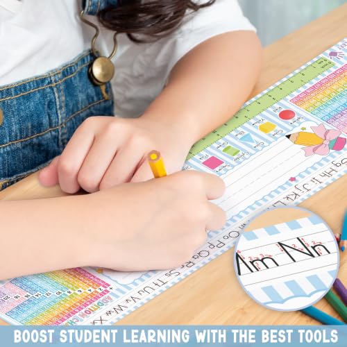 BEAWART 30 Pack Student Desk Name Plates with Alphabet and Learning Charts