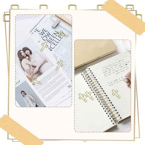 50 PCS Gold Cross Paper Clips Bible Paper Clips - Versatile Bible Study Supplies for Christian Office and Home, Also Great as Journaling Papers Clip and Bookmarks