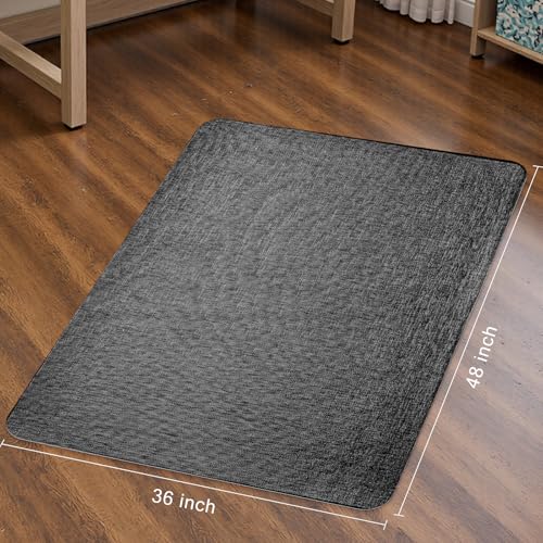 Sycoodeal Office Chair Mat for Hardwood & Tile Floor, 36" x 48" Heavy Duty Computer Gaming Chair Mat for Rolling Chairs Non-Curve, Anti-Slip, Floor Protector for Home Office (Black)