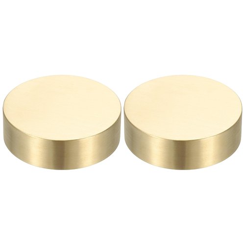 PATIKIL 2 Pcs Chinese Calligraphy Paper Weight, 50mm Round Brass Paperweight Holding Paper Flat for Painting Writing Ink Drawing Desktop Home Office Decoration, Gold Tone