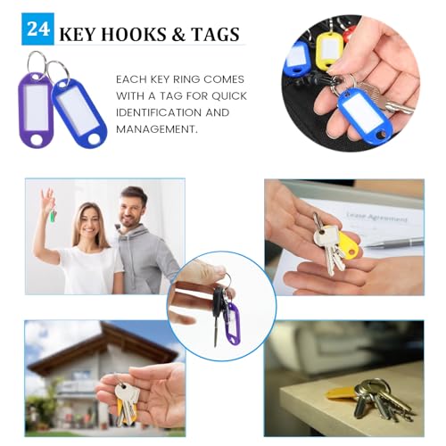 Opastry 24-Key Portable Key Organizer Case – Waterproof & Fireproof, Black