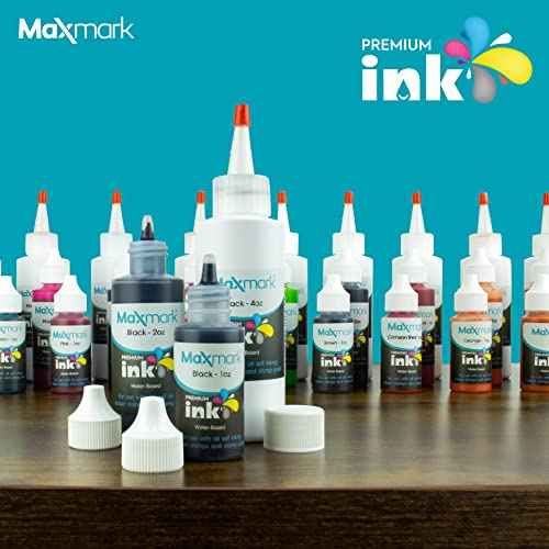 MaxMark Premium Refill Ink with Control Tip Bottle for Self-Inking Stamps, Black Color - 2 oz.